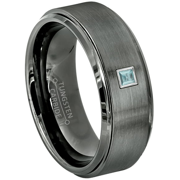 Jewelry Avalanche 8MM Comfort Fit Brushed Black Ion Beveled Edge Mens Cobalt Chrome Wedding Band 0.07ct Tanzanite Cobalt Ring December Birthstone Ring 